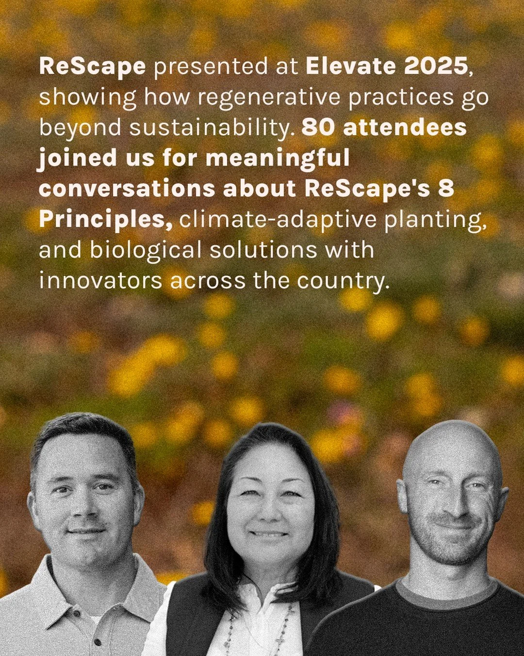 Our panel featured Jackie Gachina (ReScape Board of Directors/@gachinalandscape), Cielo Sichi (ReScape Instructor/@landfourlandscape), and Jared Criscuolo (@upcycleandcompany)⁠
⁠
The conversations were incredible - composting facilities, climate-adap