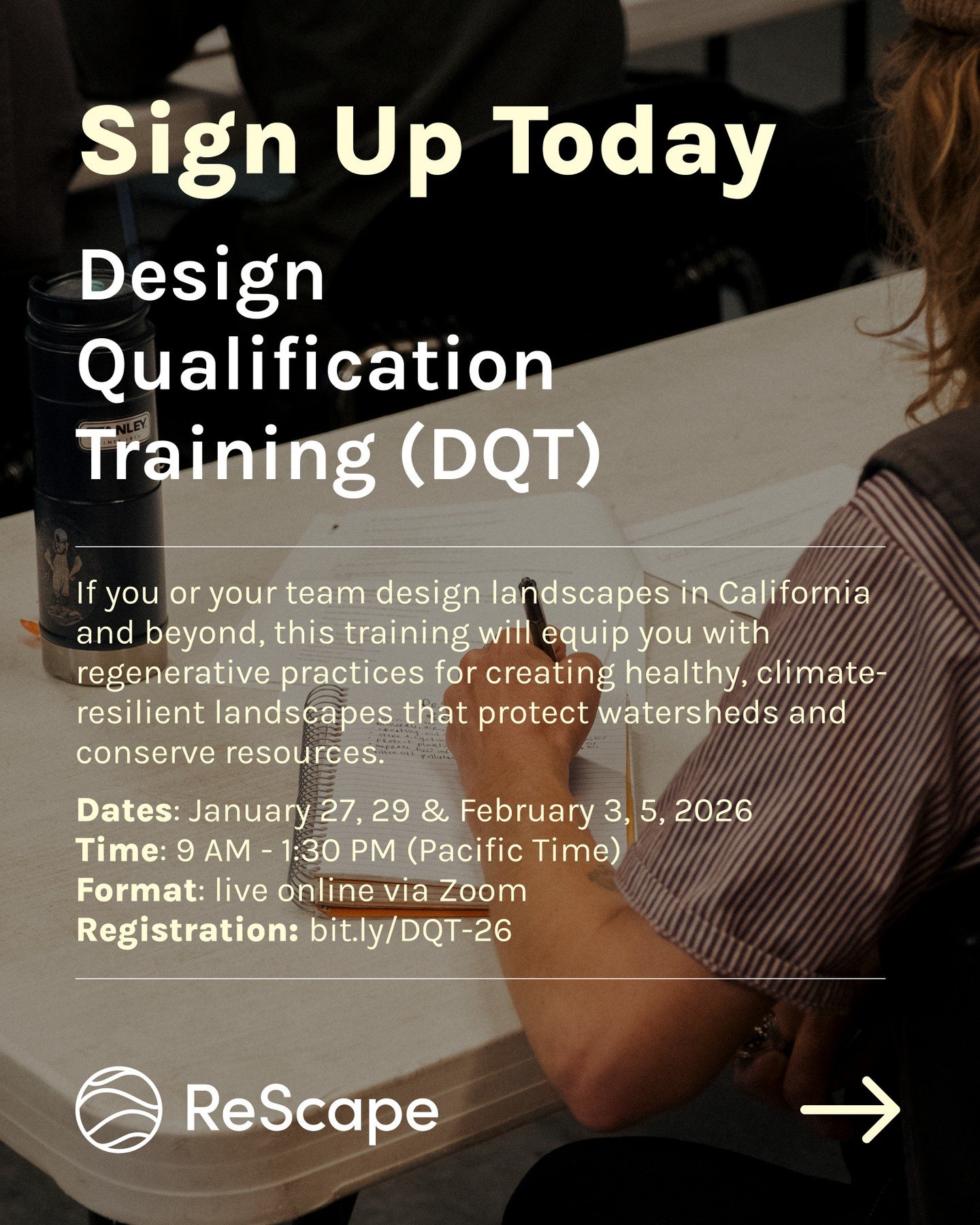 Our Design Qualification Training (DQT) begins Tuesday, January 27th &ndash; and registration is still open for this essential 4-day course. Become a leader in regenerative landscaping!⁠
⁠
Register here: https://bit.ly/DQT-26