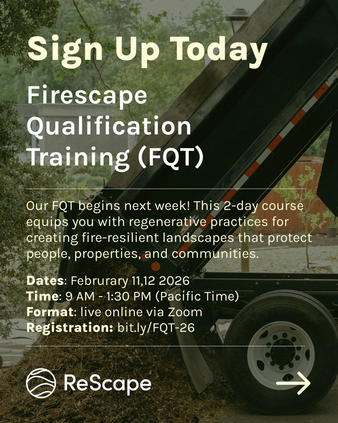 Our Fire Qualification Training (FQT) begins next week! This 2-day course equips you with regenerative practices for creating fire-resilient landscapes that protect people, properties, and communities.⁠
⁠
Register here: https://bit.ly/FQT-26
