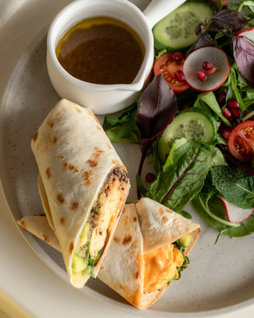 New season, new menu items! We might be in denial that it&rsquo;s *actually* winter but we&rsquo;re softening the blow with a fresh assortment of tasty, veg-packed meals. First up: The ATE Veggie Burrito. Spiced lentils, quinoa and corn, cosied up to