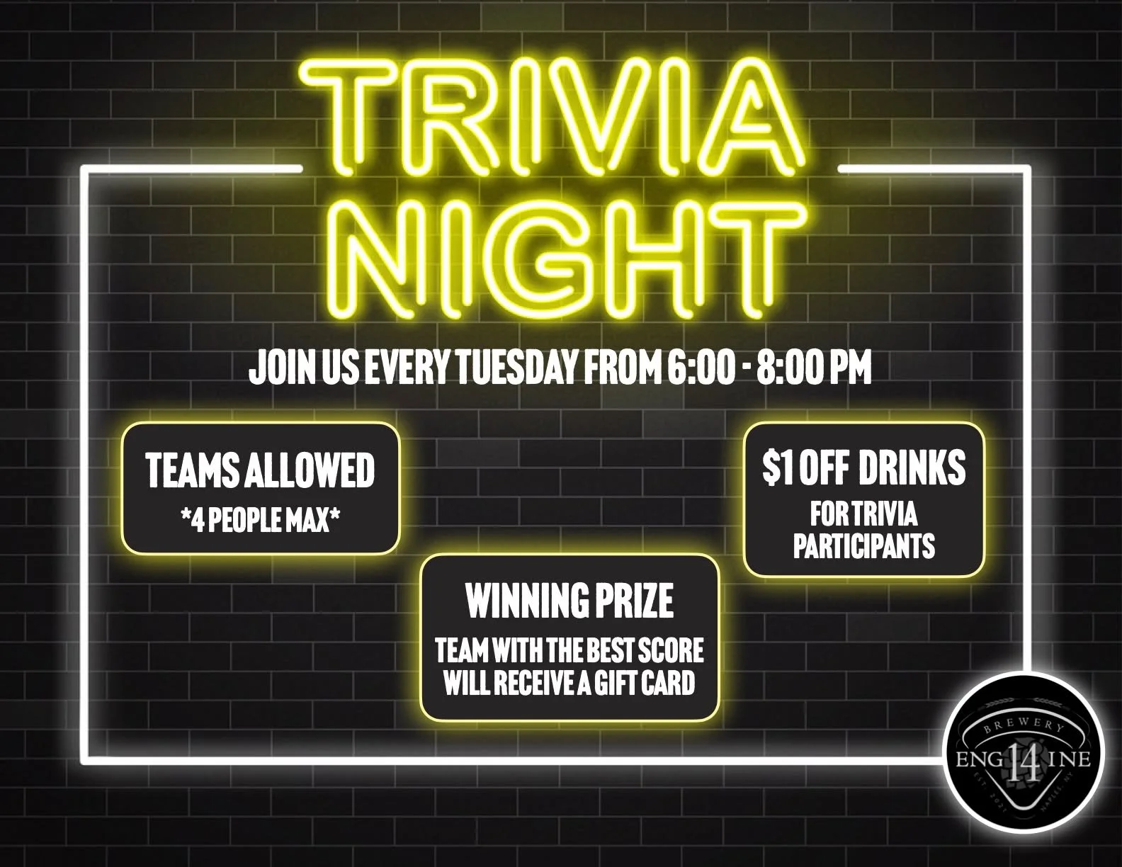 Join us for Tuesday Trivia!