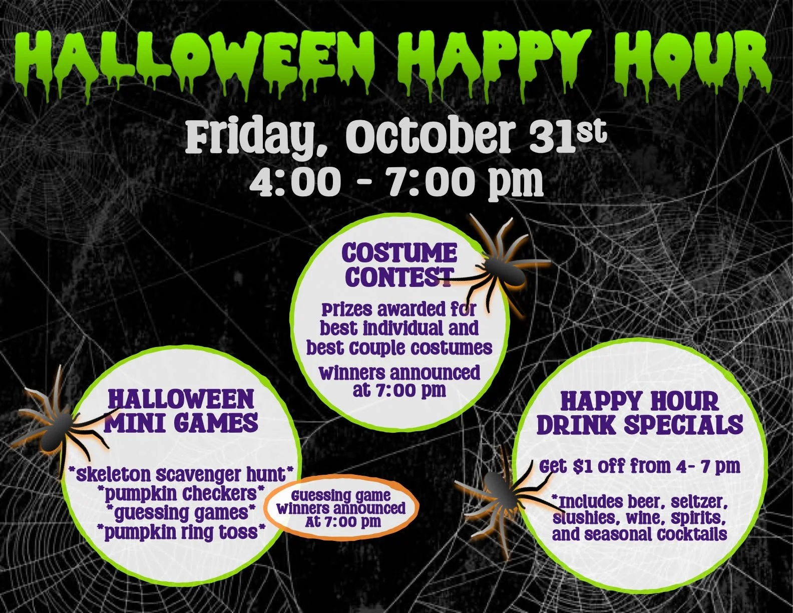 Stop by this Friday for Halloween Happy Hour at The Engine! 🎃👻