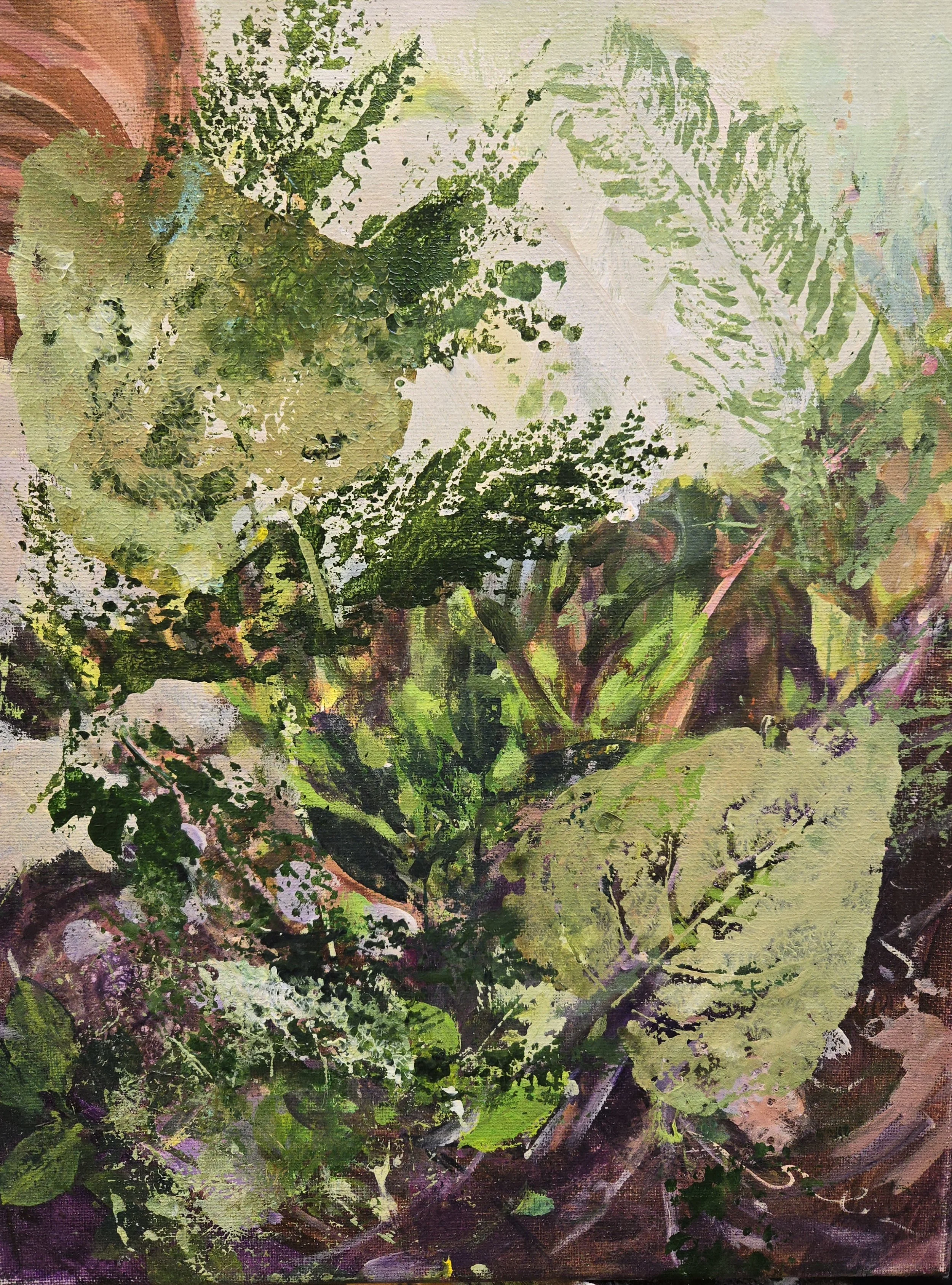 "Forest Floor"
14" x 11" (framed)
Acrylic and mixed media on canvas
(Sold)