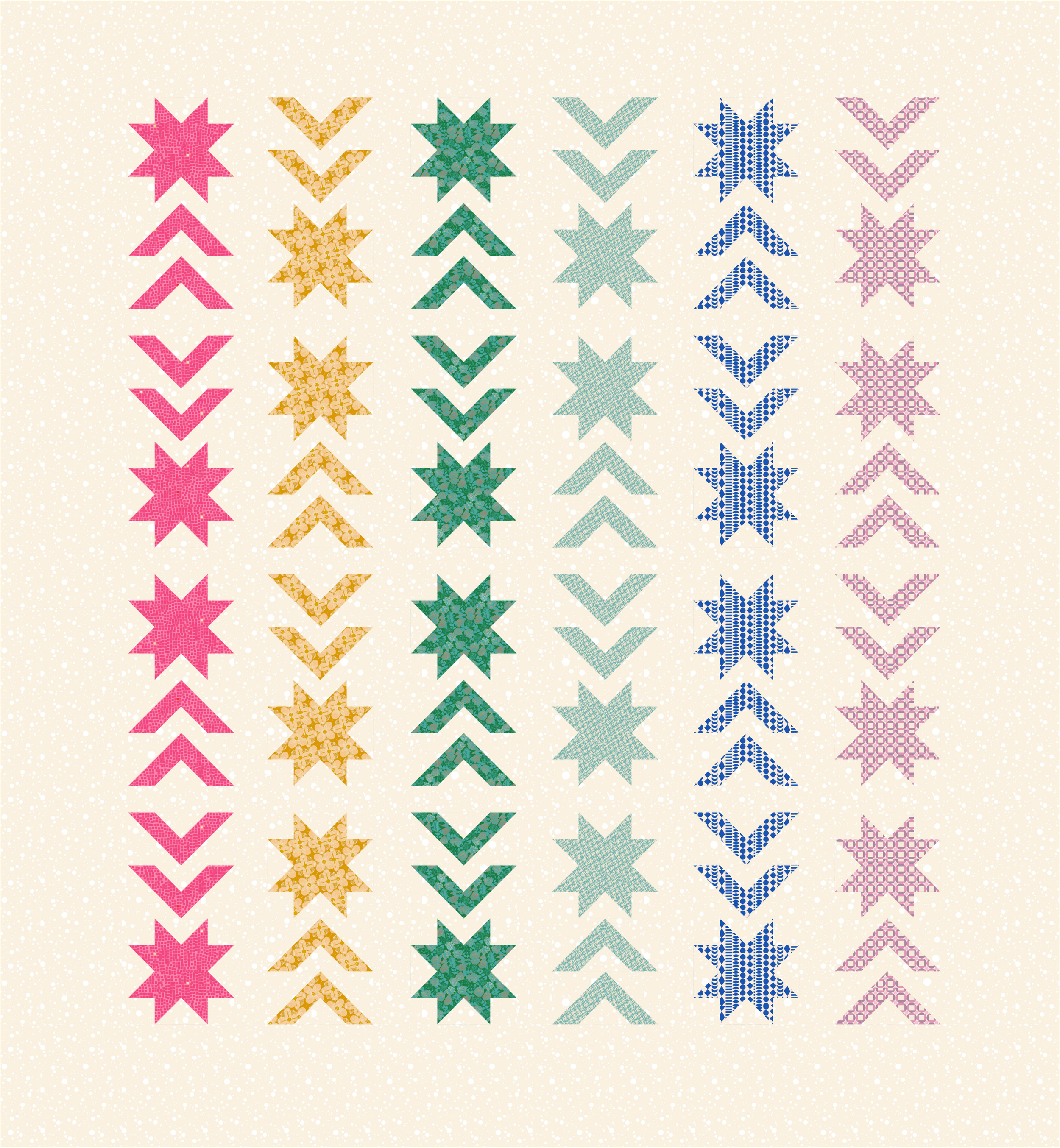 Sunset Star Quilt Kit - Gentle Rainbow Drips