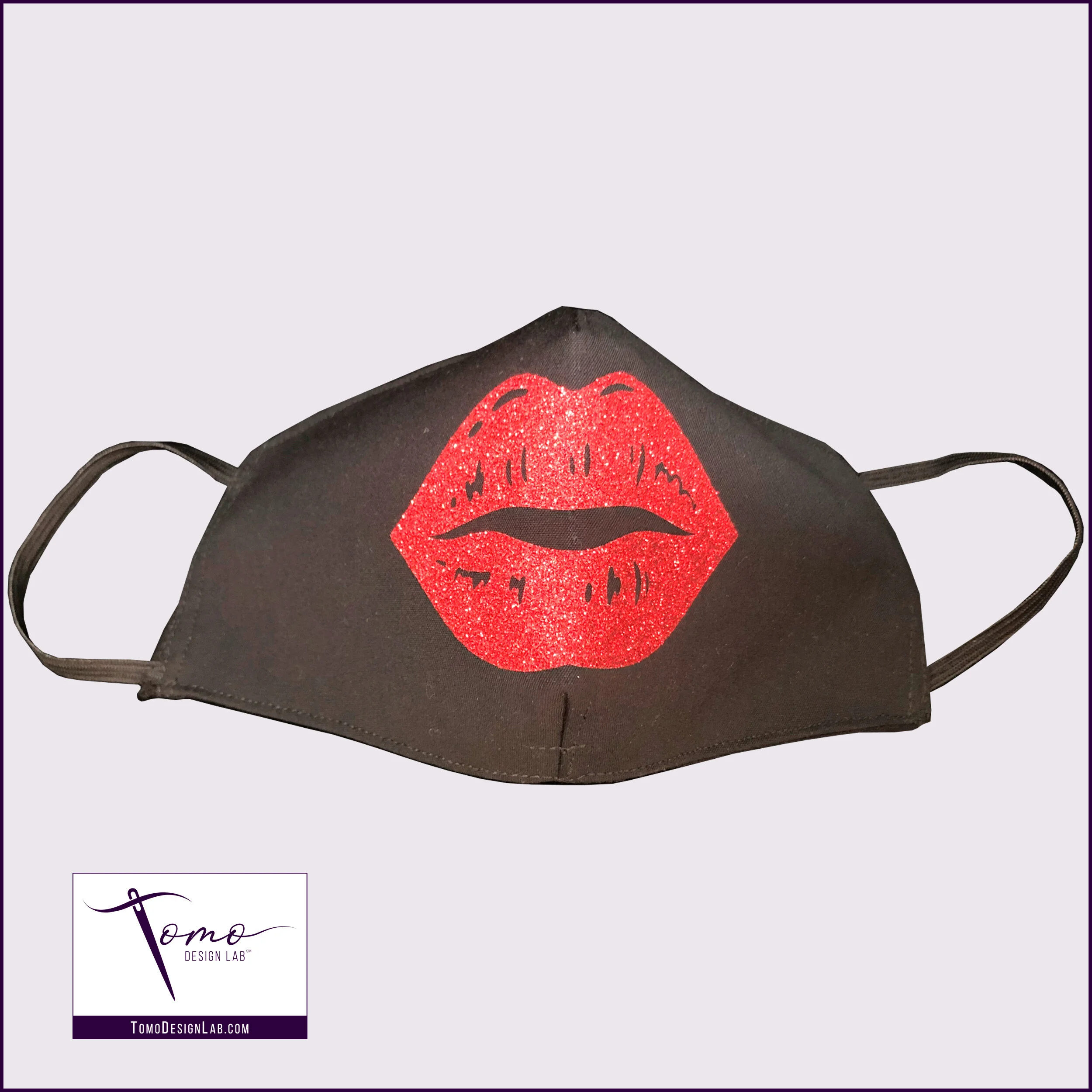Lips Red Glitter Face Mask