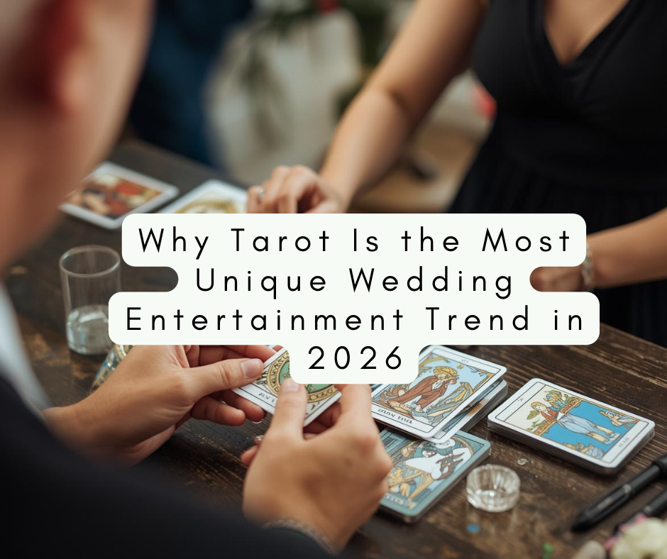 Modern Tarot setup offering unique wedding entertainment for guests in Melbourne.