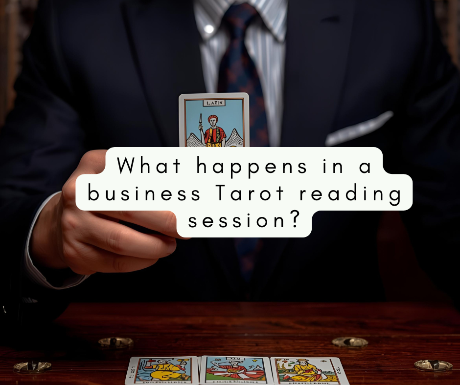 Tarot cards used in a business reading to support decision-making and strategy.