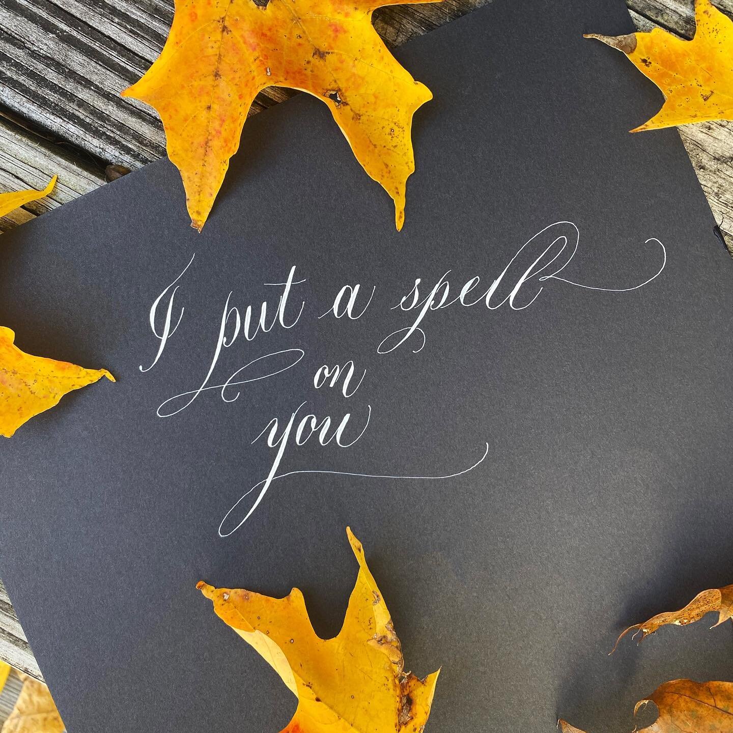 And now you&rsquo;re mine 😈🧪🔮🧙🏻&zwj;♀️ Gotta get in that Halloween spirit with a little Hocus Pocus and calligraphy 💁&zwj;♀️
.
.
.
.

#copperplate #calligraphy #fall #autumn #foliage #leaves #copperplatecalligraphy #weddingcalligrapher #calligr