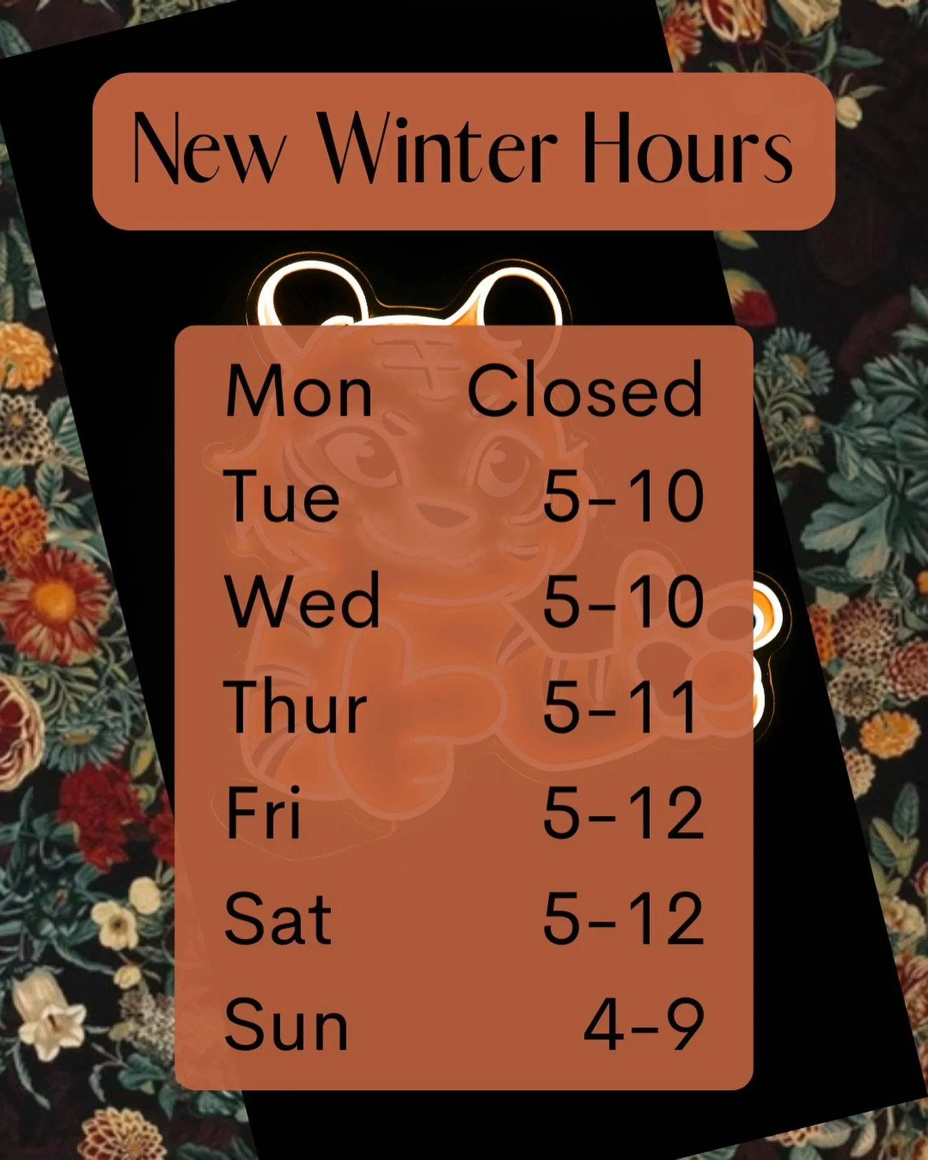 Starting this week, we&rsquo;re updating our hours and will be closed on Mondays going forward. Yes, this means no more Margarita Monday for the time being, but stay tuned as we may reopen on Mondays once patio season rolls around🫰