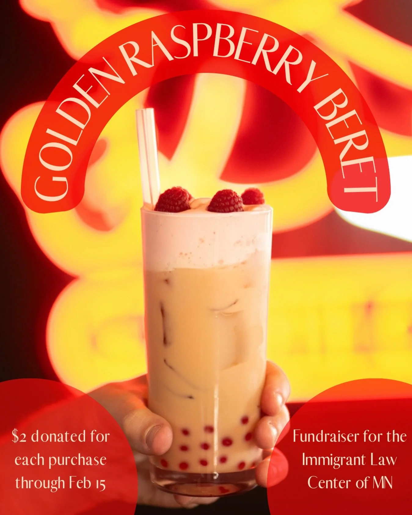 GOLDEN RASPBERRY BERET is one of our special Valentine&rsquo;s cocktails and is spiked boba in its purest form🧋🍸 @mytiicup golden milk tea, Japanese whiskey, Kokuto black sugar, raspberry sea salt cream, and strawberry popping boba. Light, sweet, w