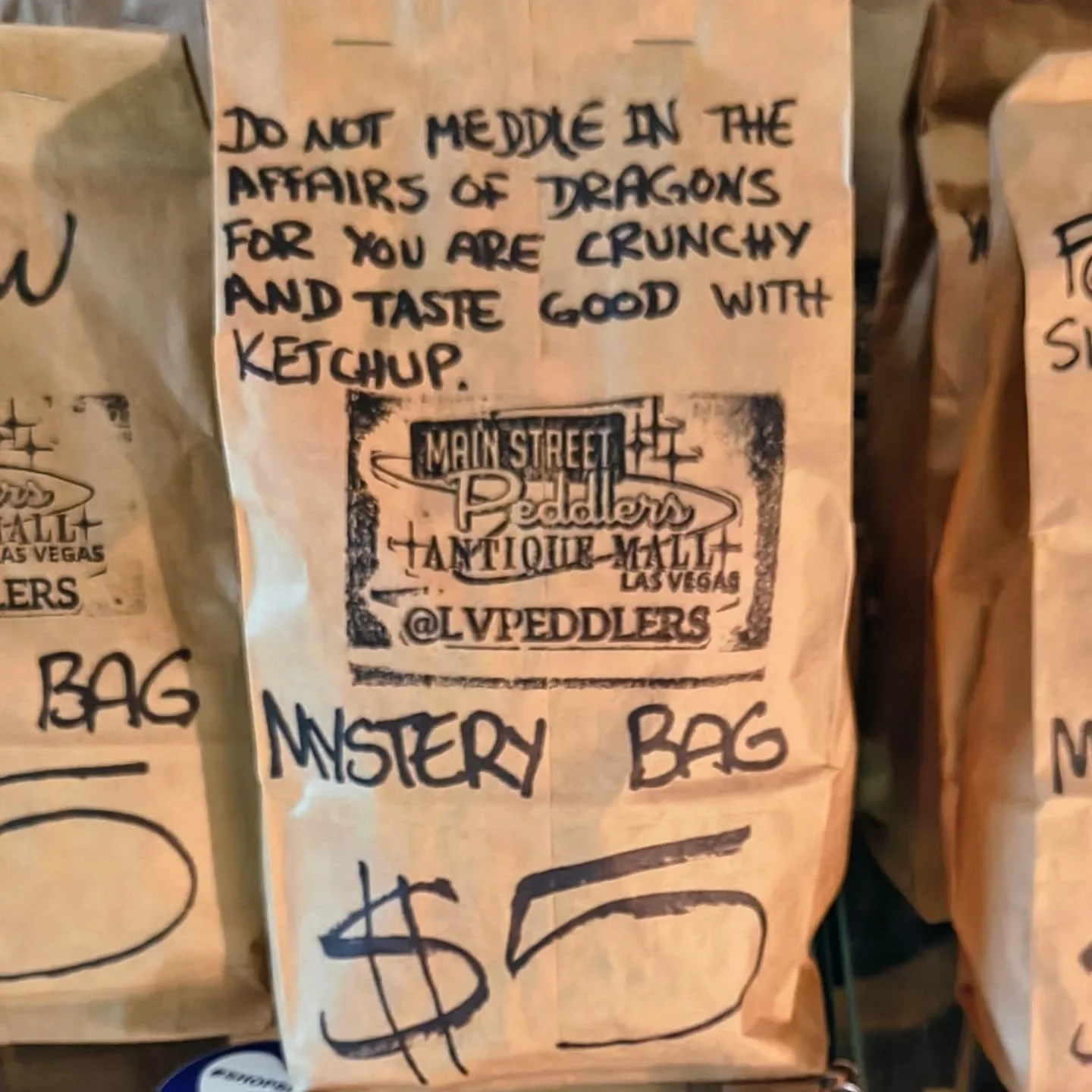 Your #mysterybags await you at @lvpeddlers #lasvegasshopping #lasvegasgambling over 16 thousand sold! #vintageshop #downtownmainstreet