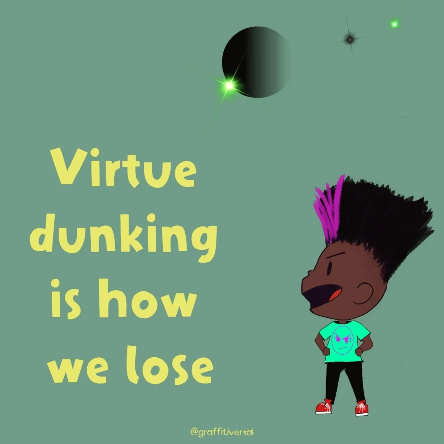 This is for me as much as anyone else: virtue dunking is how we lose. 

What do I mean? It's dunking on people for the decisions they have or haven't made in the last year to feel vindication. It's happening a lot... center left folks doing it to lef
