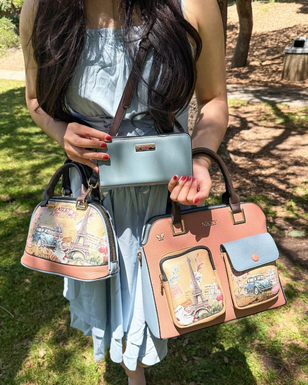 Soft sophistication and effortless style all in one dreamy trio, consisting of a satchel, crossbody, and wallet. 🩷🩵🧡

View the full Chasing Dreams collection via the link in bio!

#nikkybag #nicoleleeusa #handbags #accessories #styleinspo
