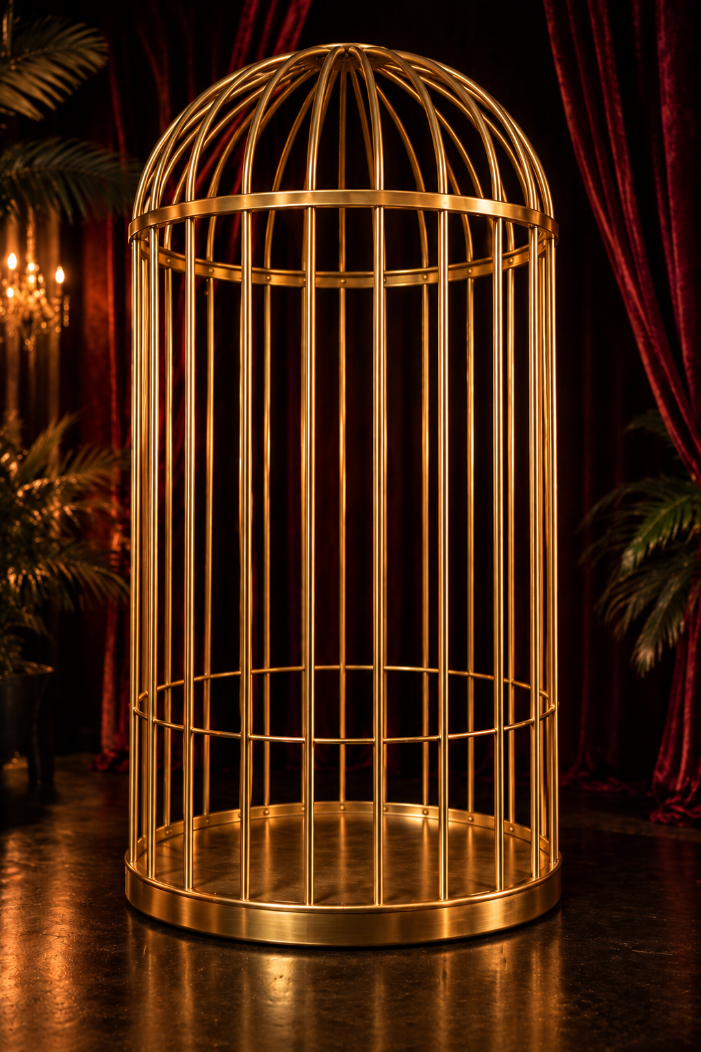 Golden Birdcage on a Velvet Stage.png