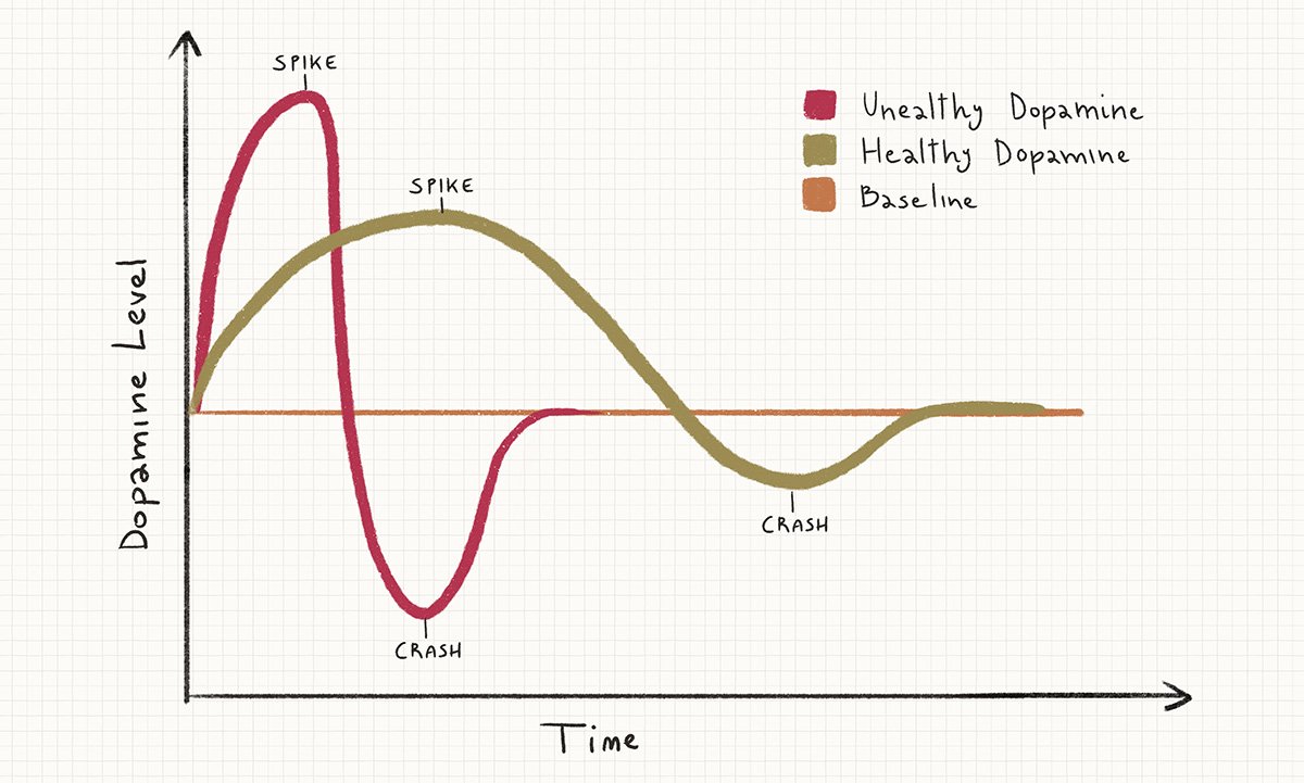 healthy vs unhealthy dopamine graph