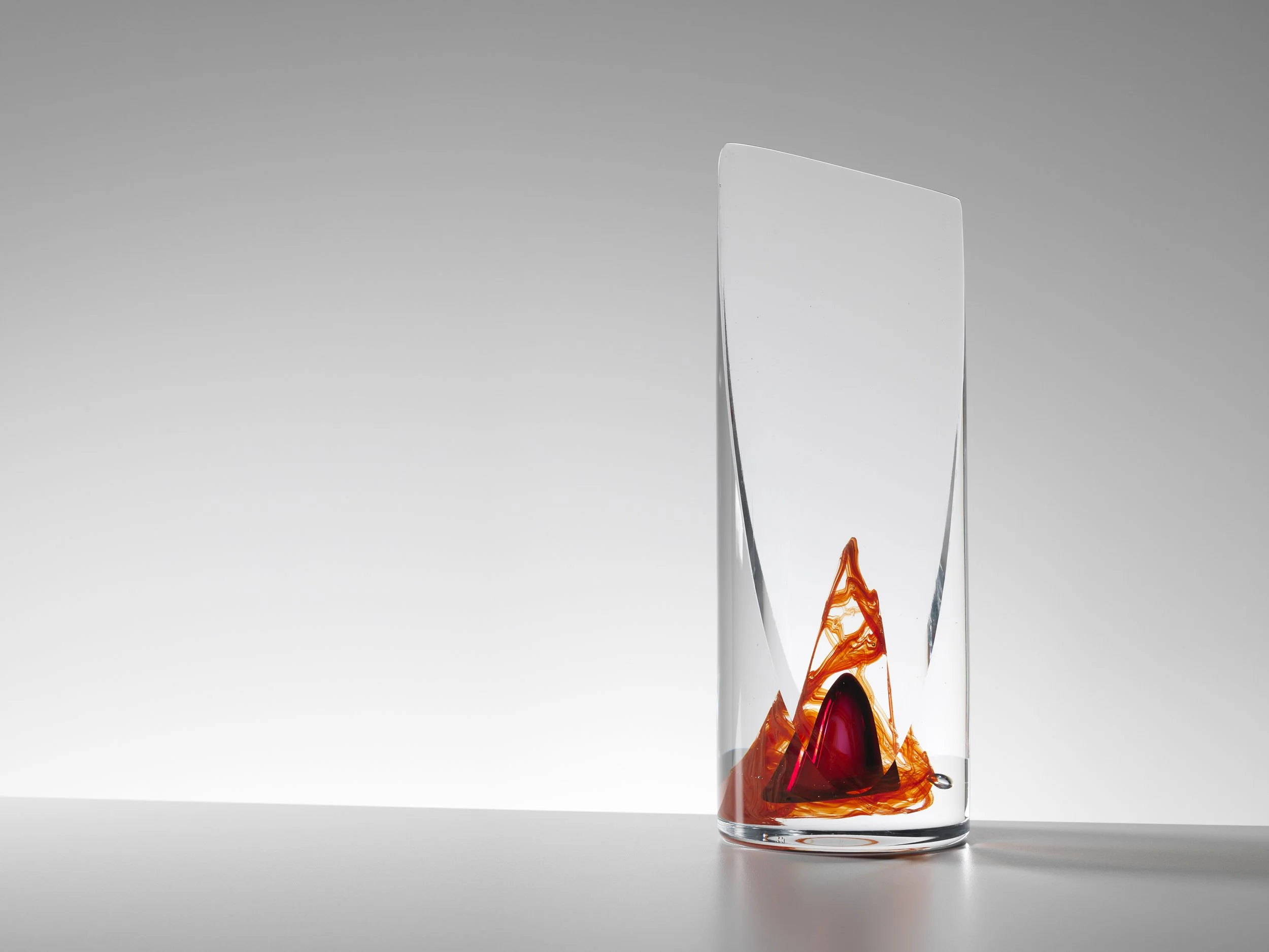   ’Kincraig’     12cm W x 12cm D x 25cm H  : blown glass, cut glass, cold worked