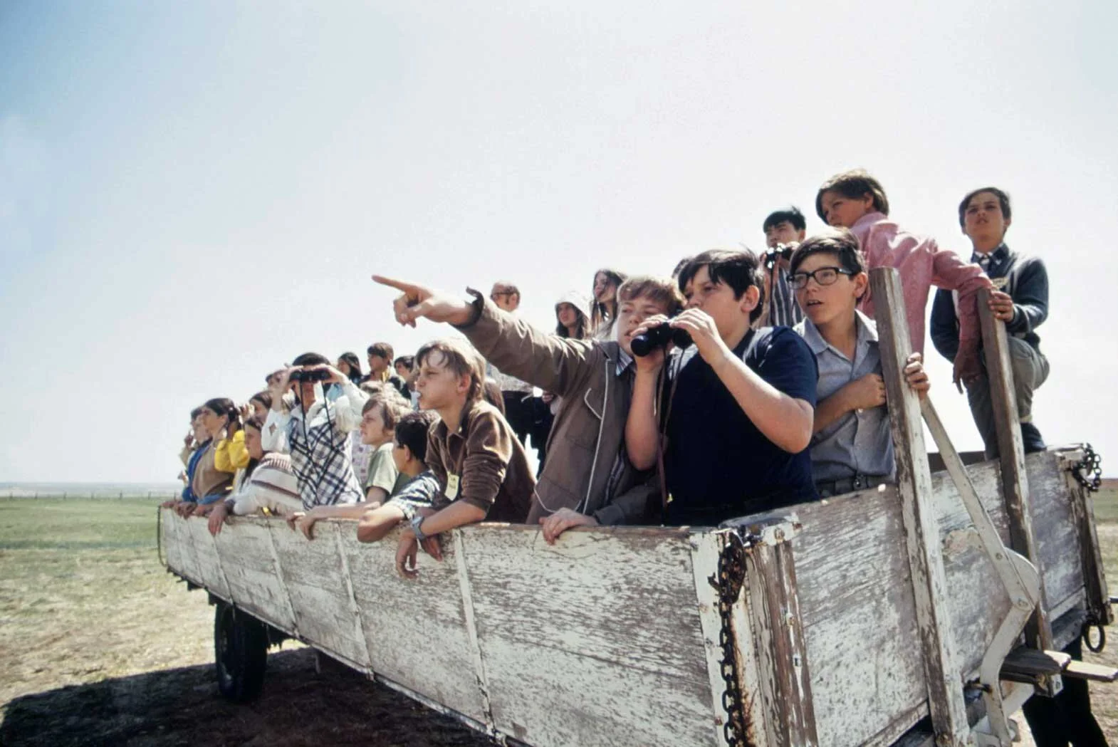 May 1972: Students observe prairie dogs, Aurora, Colorado