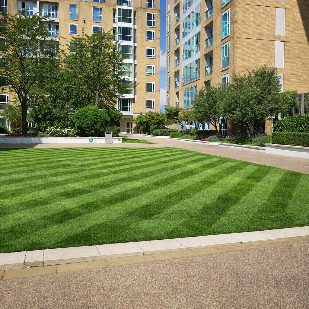 Office building with plants and bedding out the front