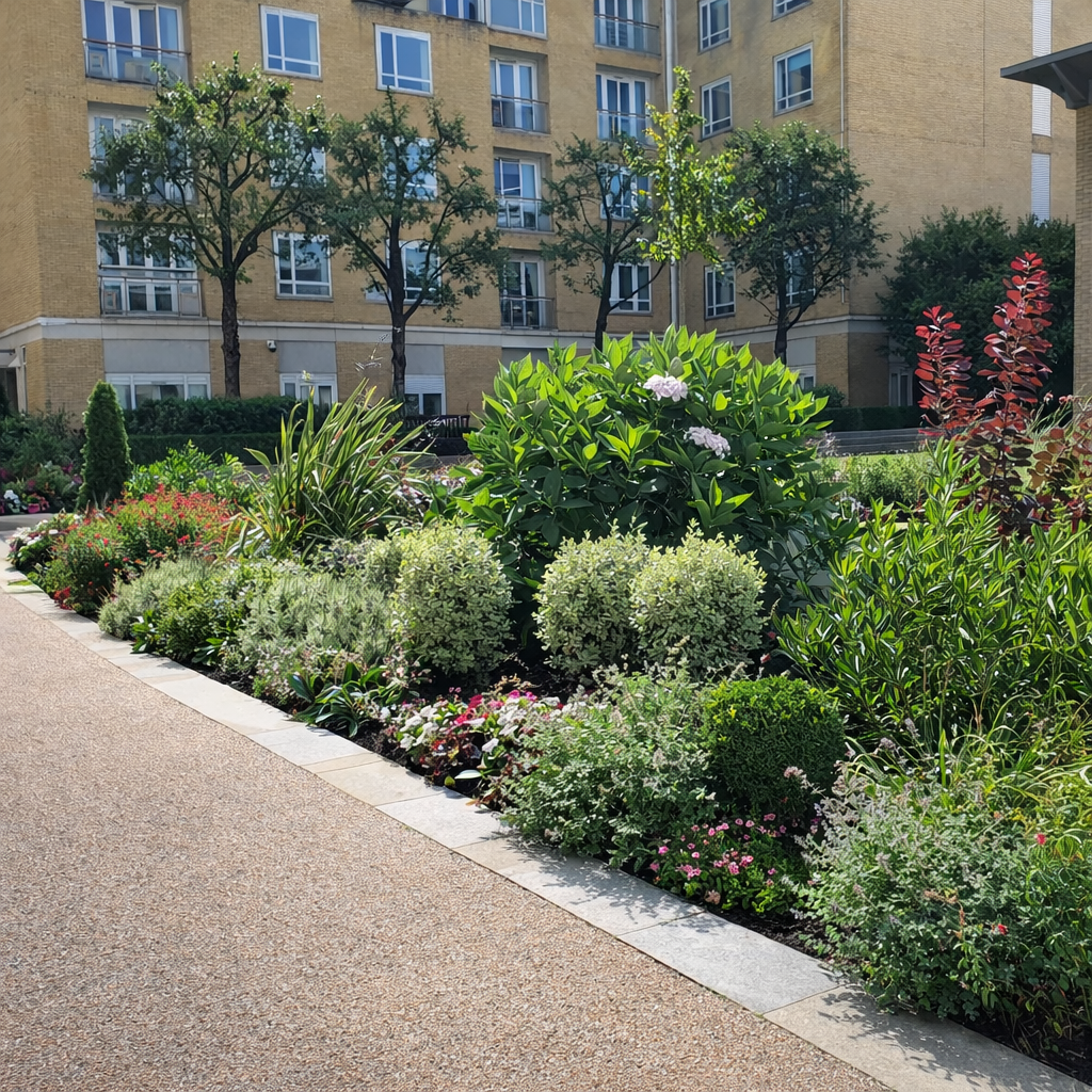 Picture of outside office building with communal gardens