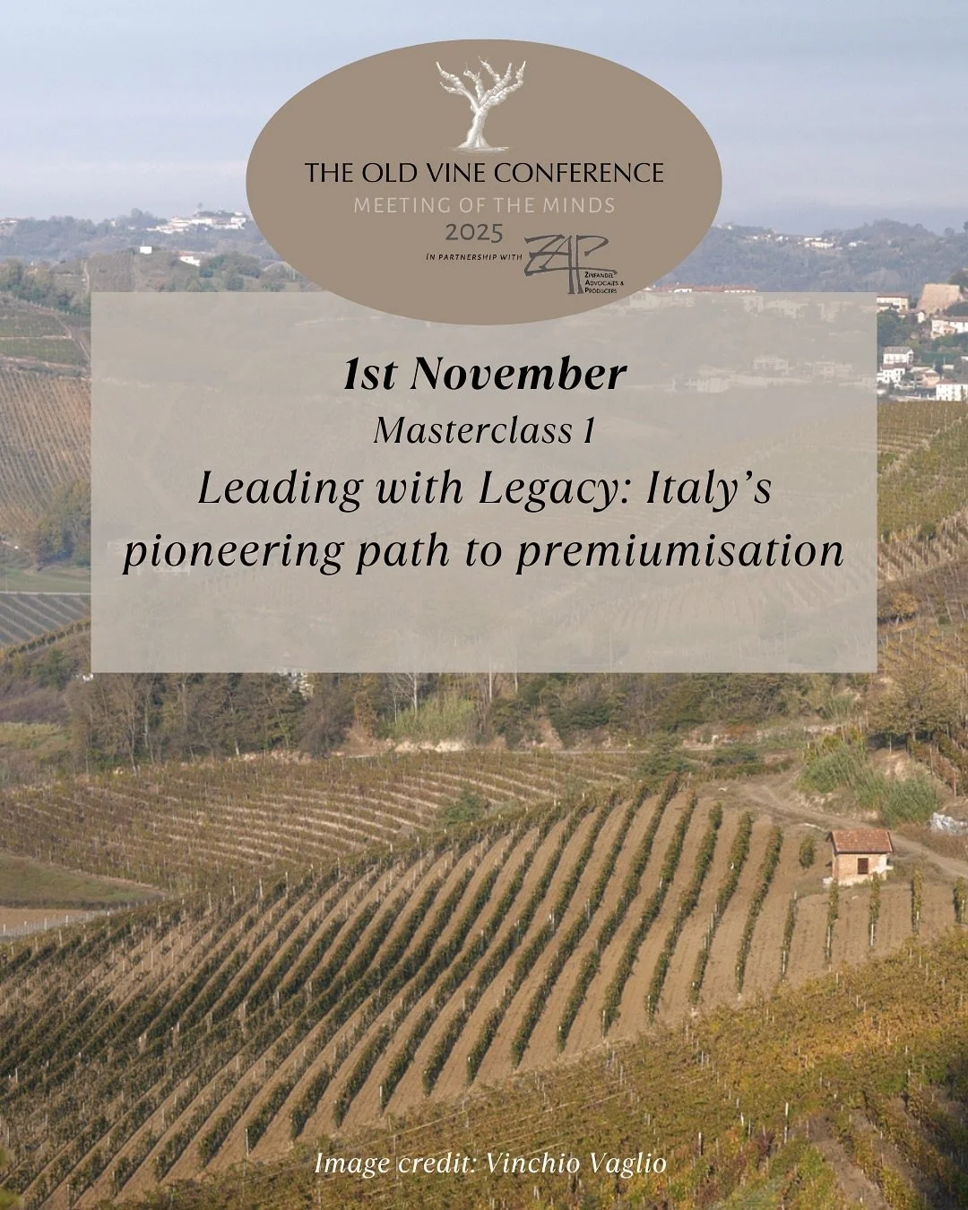🍷1st November, 5.20pm PDT , Hyatt Regency, Santa Rosa

Masterclass Italy

Leading with Legacy: Italy&rsquo;s Pioneering Path to Premiumisation 🇮🇹✨

From heritage vineyards to innovation in the glass, this masterclass explores how Italy&rsquo;s old
