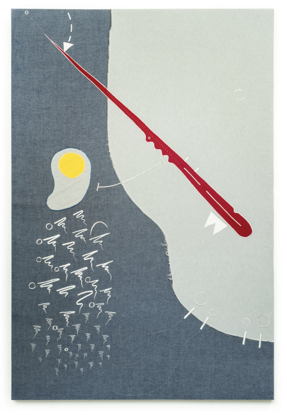 Sir Eggbert And His Following, 2019
Embroidery, Textile. 
149 X 100 cm