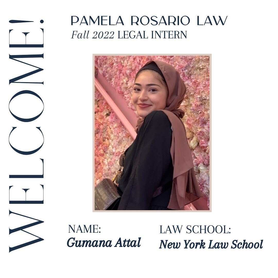 Please join me in extending a warm welcome to my new legal intern, Gumana Attal! 

A Brooklyn native, Gumana is a third year (3L) at New York Law School on the accelerated track to graduate this December. Before law school, she received her master&rs