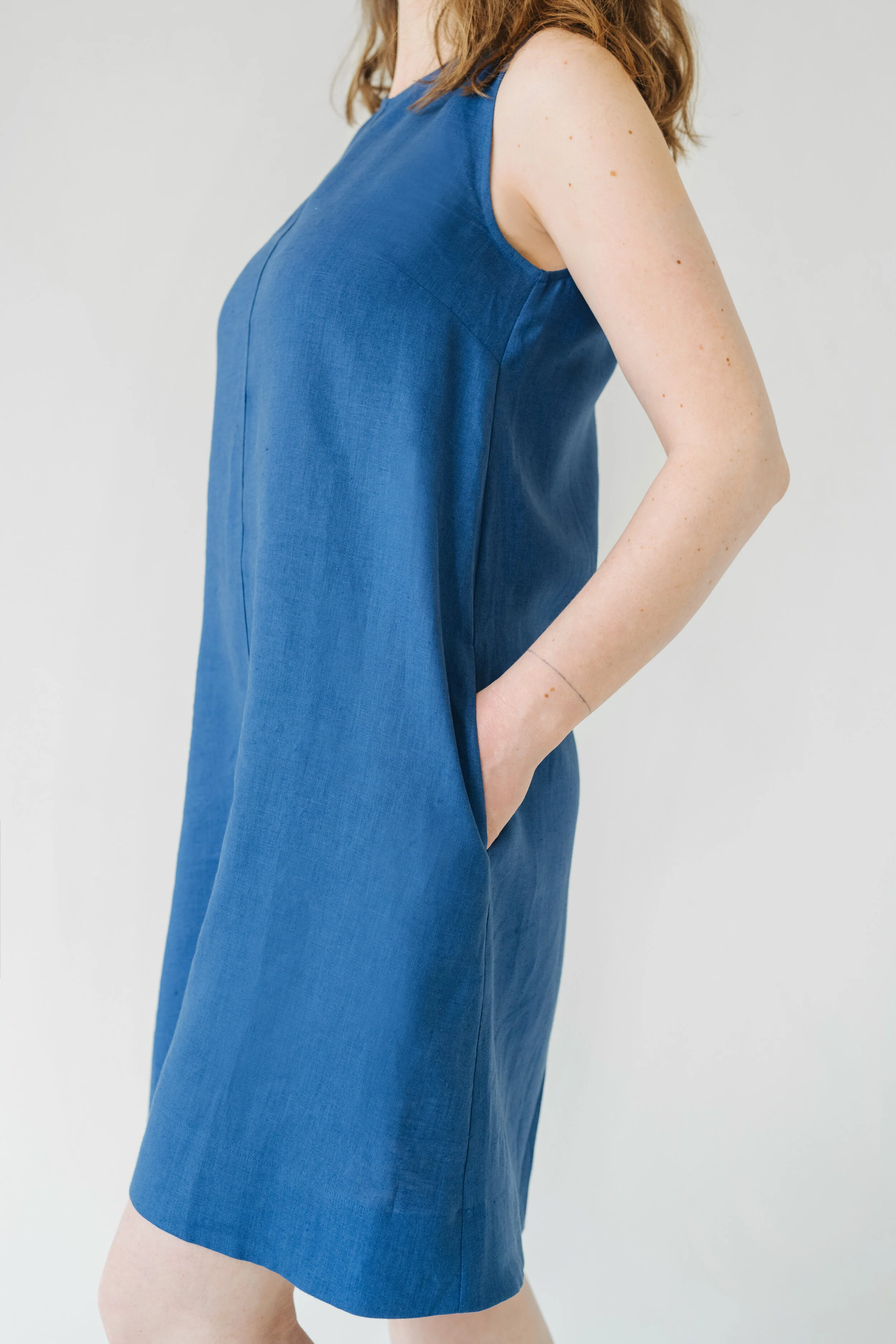 Linen loose trapeze dress  White Mint Studio