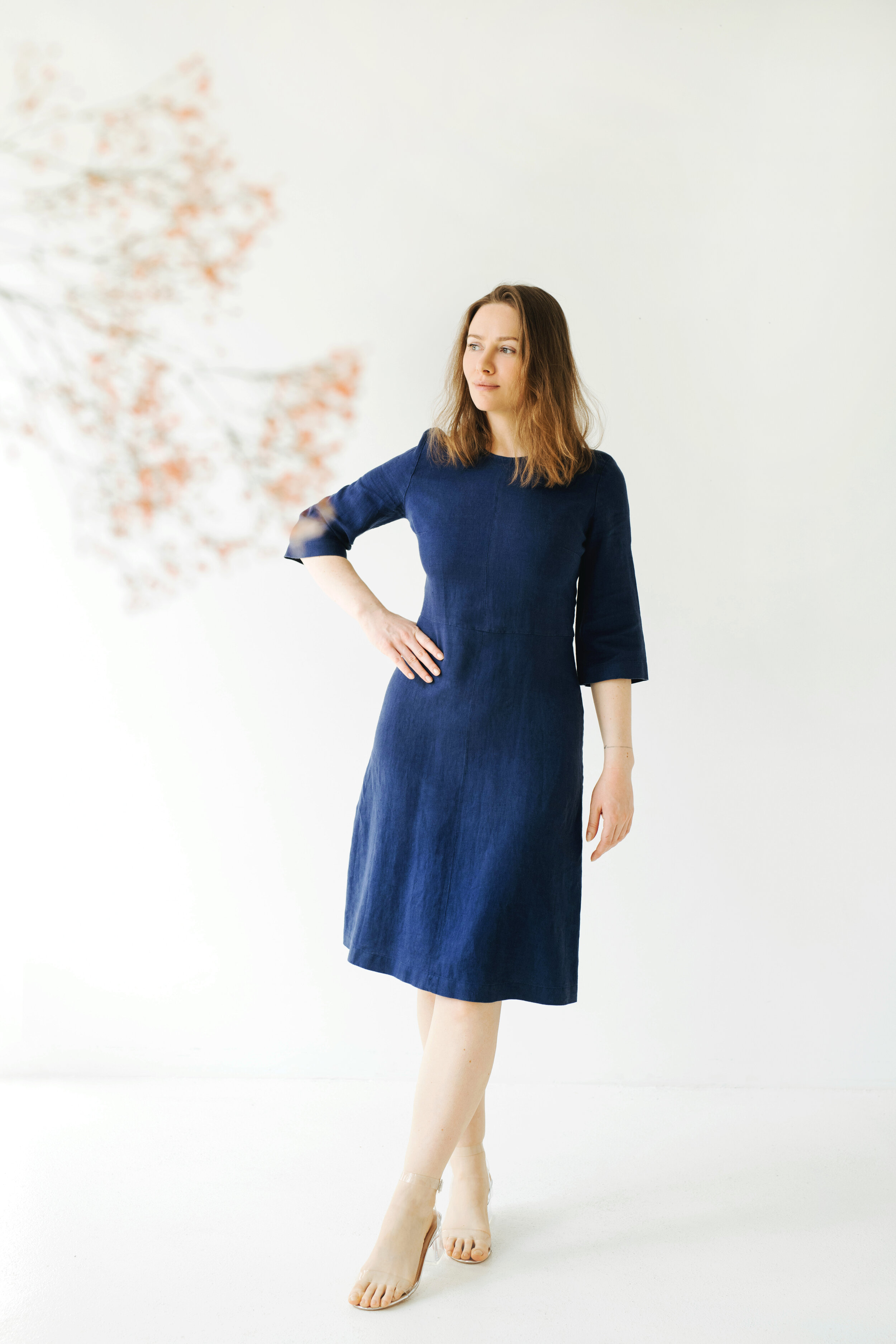 beige linen dress outfit ISARA LINEN DRESS