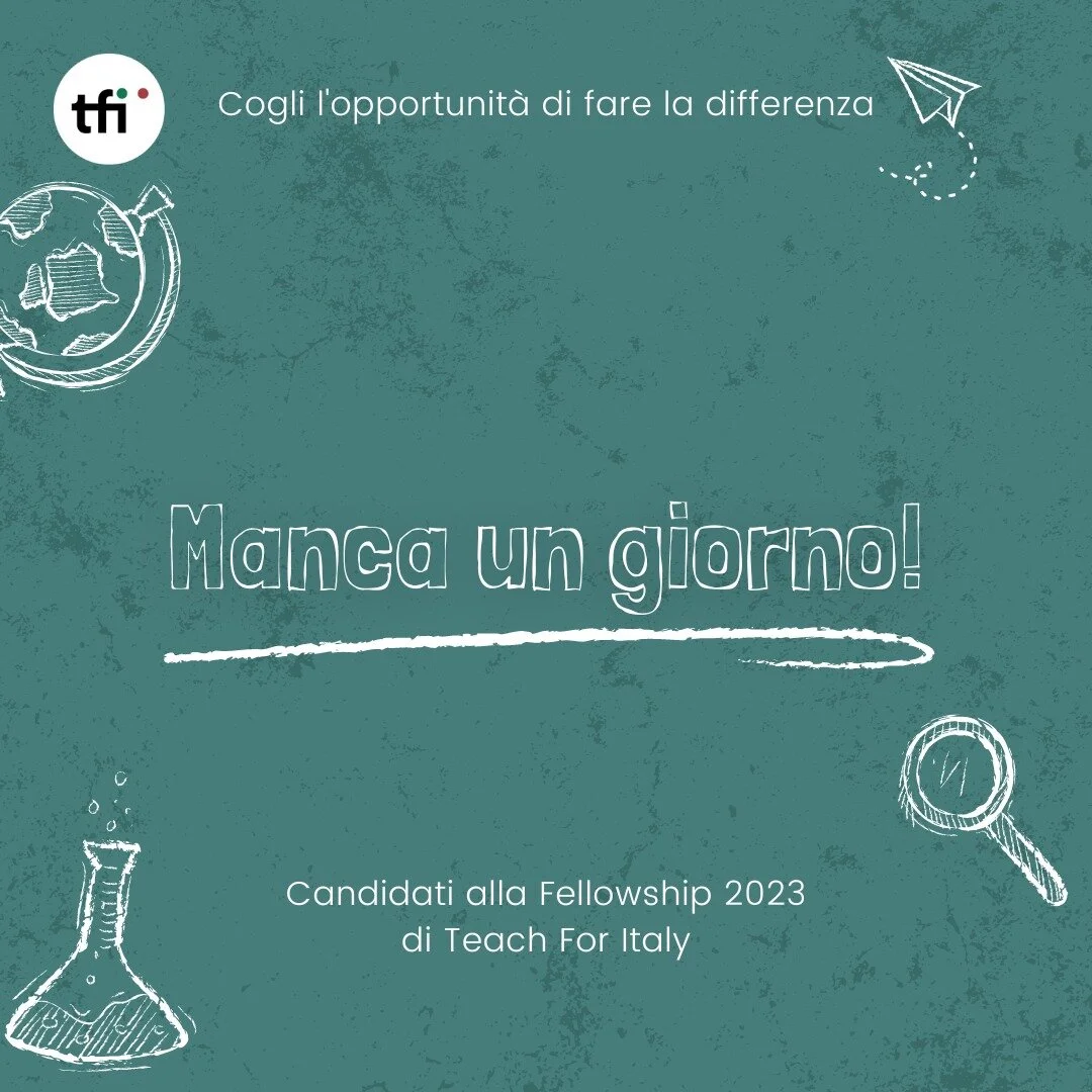 Domani si chiude l'ultima finestra di candidature alla #Fellowship2023, hai gi&agrave; inviato la tua? Affrettati, manca poco! ⏳ Cogli l'opportunit&agrave; di fare la differenza!

Candidati al link in bio ⬆️

#TeachForItaly #InsegnareperlItalia #educ