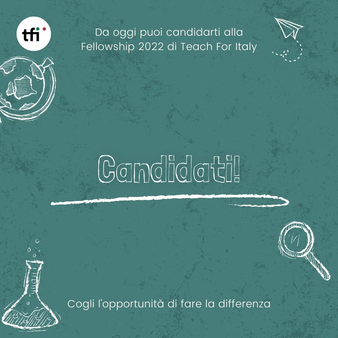 Da oggi si apre la seconda finestra di candidature alla #Fellowship2023 di Teach For Italy! 

Candidati al programma di fellowship entro domenica 8 Gennaio! Scopri di pi&ugrave; al ⬆️ LINK IN BIO ⬆️

#TeachForItaly #InsegnareperlItalia #educationmatt