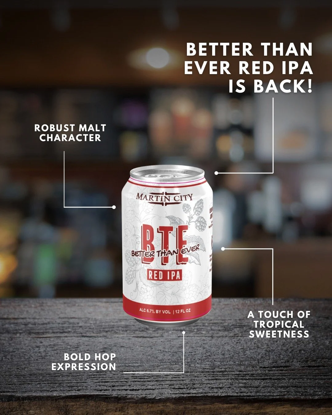 🍺 Better Than Ever Red IPA - Now on Tap at All Locations!
You asked. We brewed. And this time, it’s Better Than Ever.
A tribute to an MCBC classic, this Red IPA brings back that signature balance of robust malt character and bold hop express