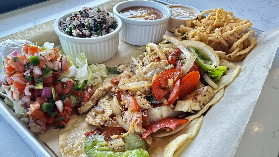 closeup of a platter of food