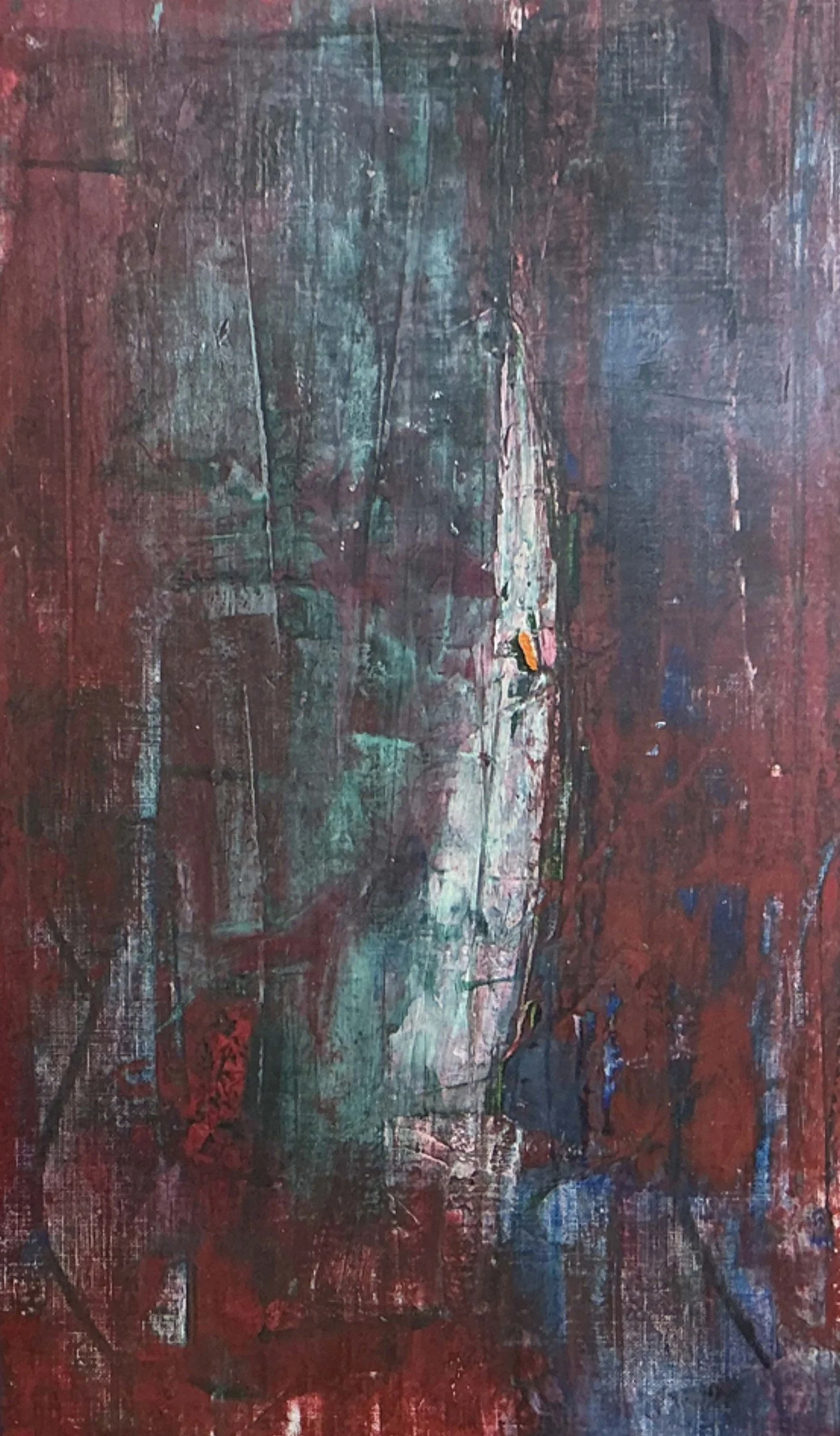 Fire 3, 2022;
cold wax, oil on paper, mounted on board;
15.25” x 9.25”;
CWS-20-016;
$650