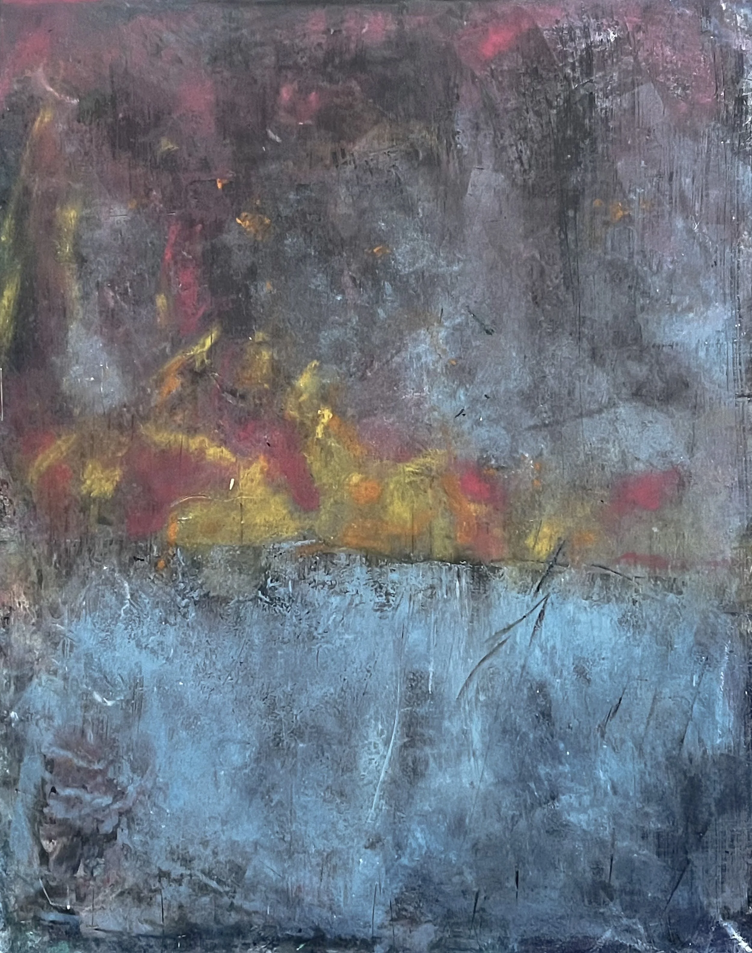 Firewater, 2024;
From the series Bon Secour Bay;
cold wax, oil on panel;
16” x 20”;
BSB-24-004;
$1,200