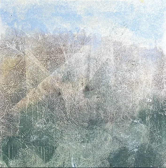 Bon Secour Bay 10, 2024;
From the series Bon Secour Bay ;
cold wax, oil on paper, 
mounted on board;
10” x 10”;
BSB-23-010;
$450