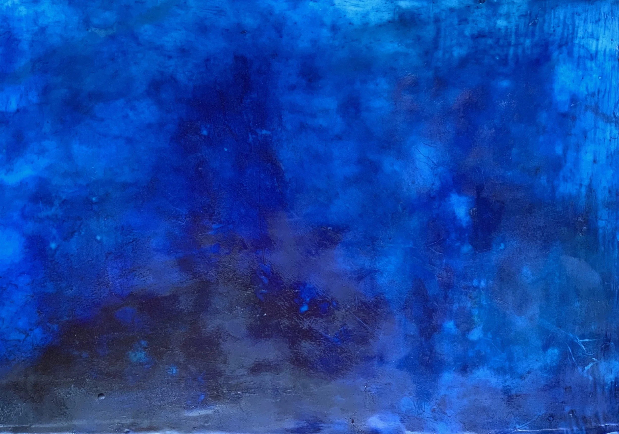 Blue Study, 2019;
encaustic, oil on board;
11.25” x 16”;
ENS-19-012;
$650