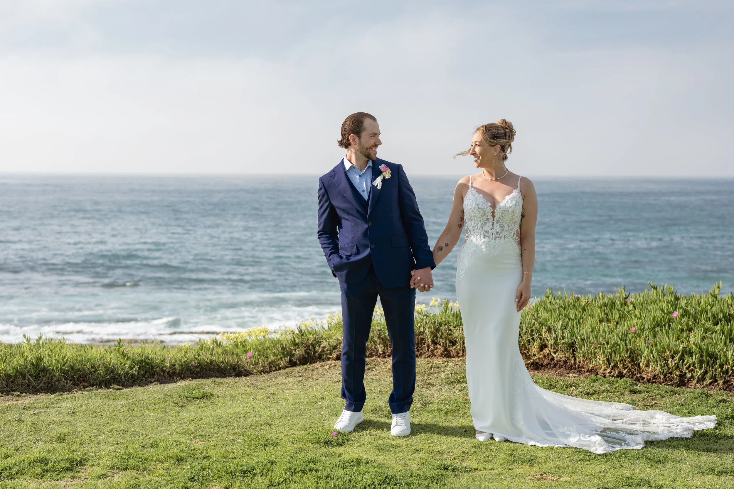 "La Jolla elopement — couple on the bluffs above La Jolla Cove, California"