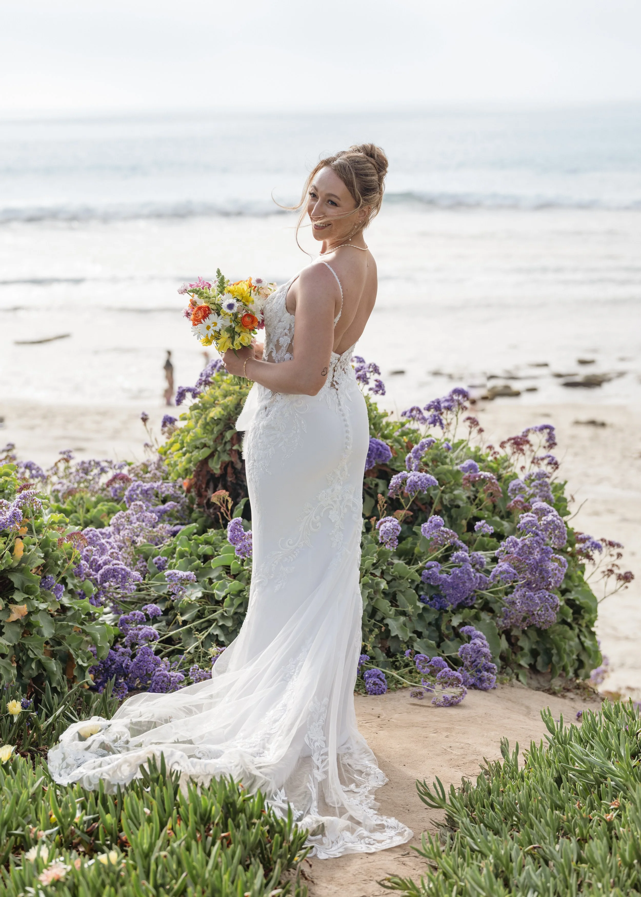 "La Jolla elopement — Bride on the bluffs above La Jolla Cove, California"