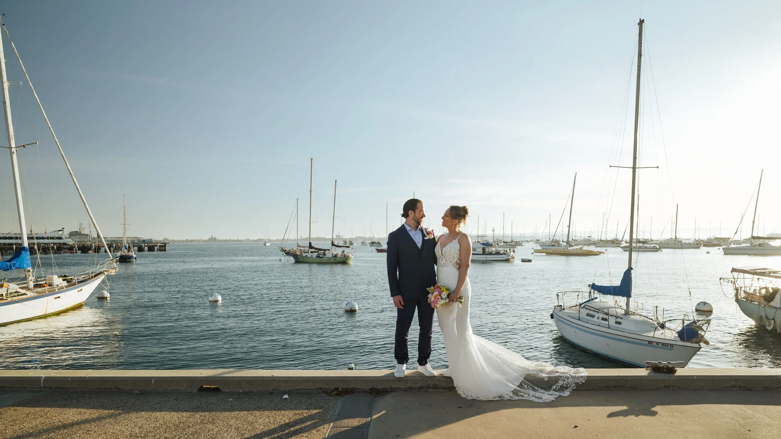 San Diego elopement photographer — couple portraits at the Little Italy waterfront docks