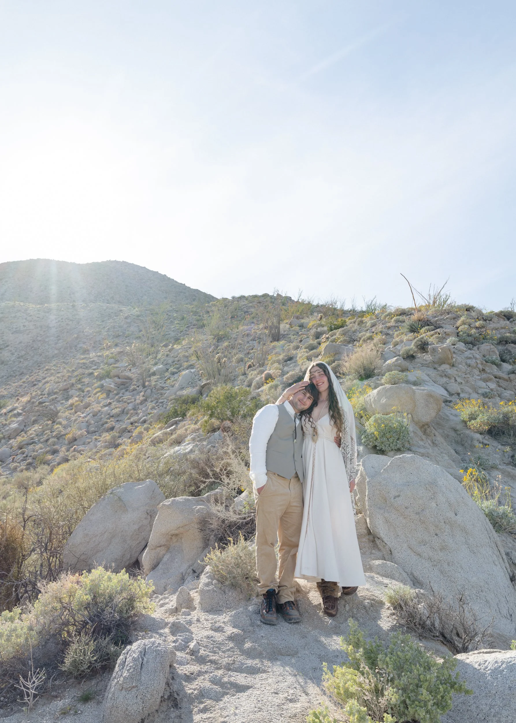 Anza-Borrego Desert wildflower elopement — couple in the desert , Southern California