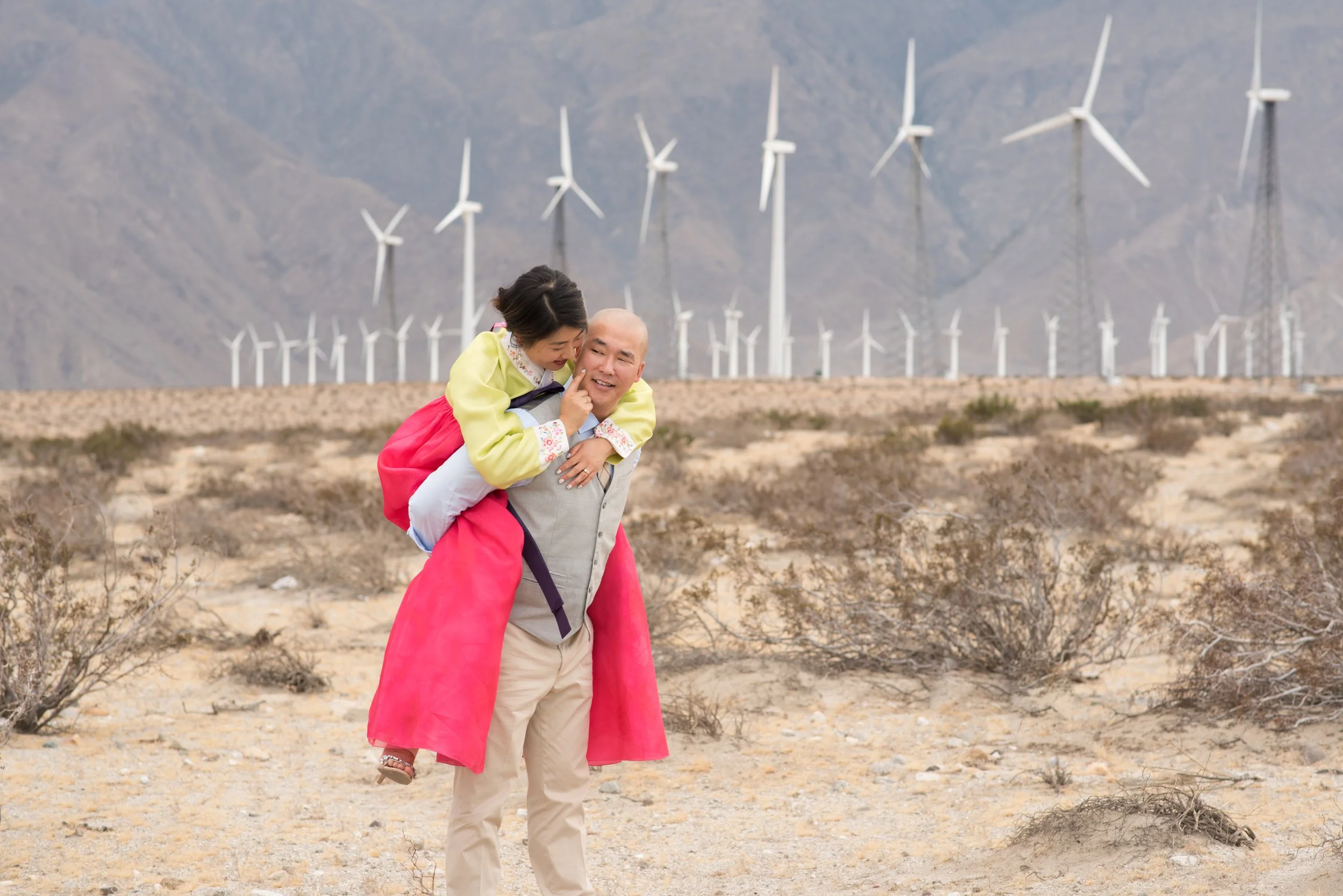 Korean Bridal Portraits Palm Springs Windmills
