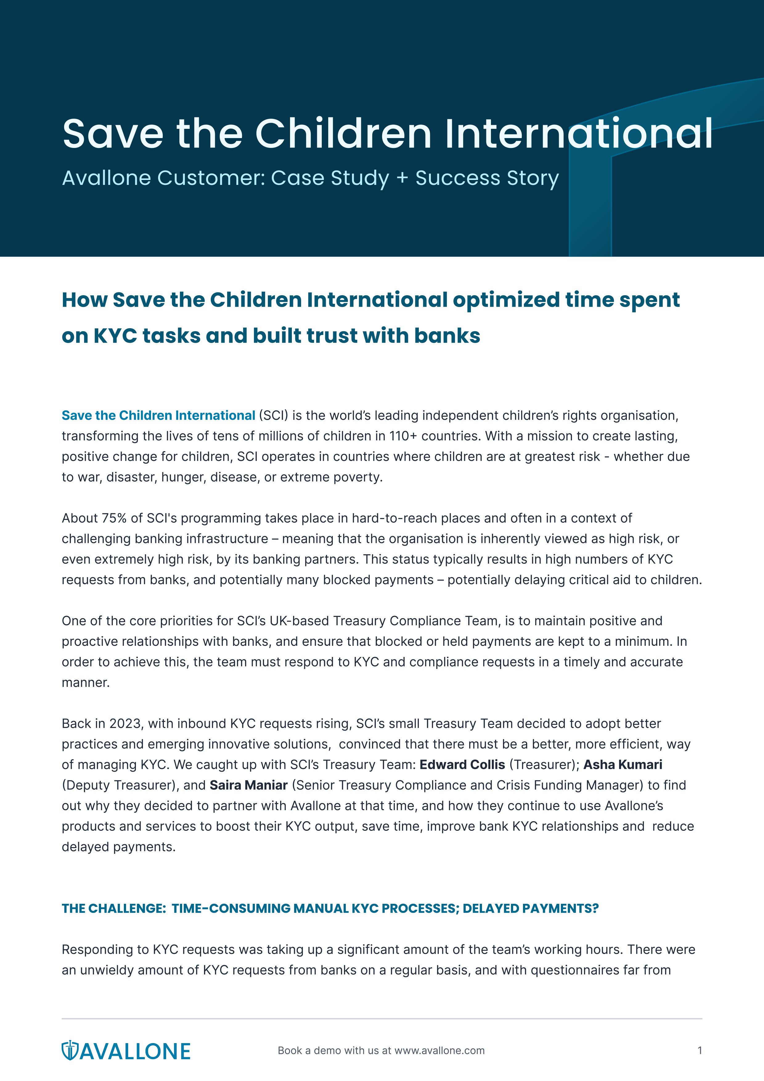 How Save the Children International optimized time spent  on KYC tasks and built trust with banks