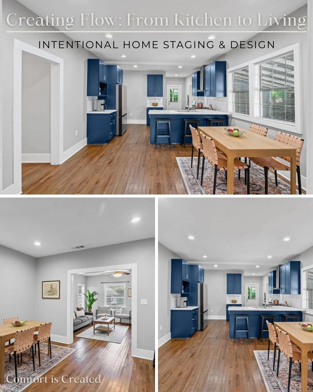 Comfort is found in the flow. 🥂
Ever walk into a home and just feel... at ease? That&rsquo;s not an accident; it&rsquo;s intentional staging. 🛋️ For this project, my goal for Comforted is Created was to master the transition between the high-energy