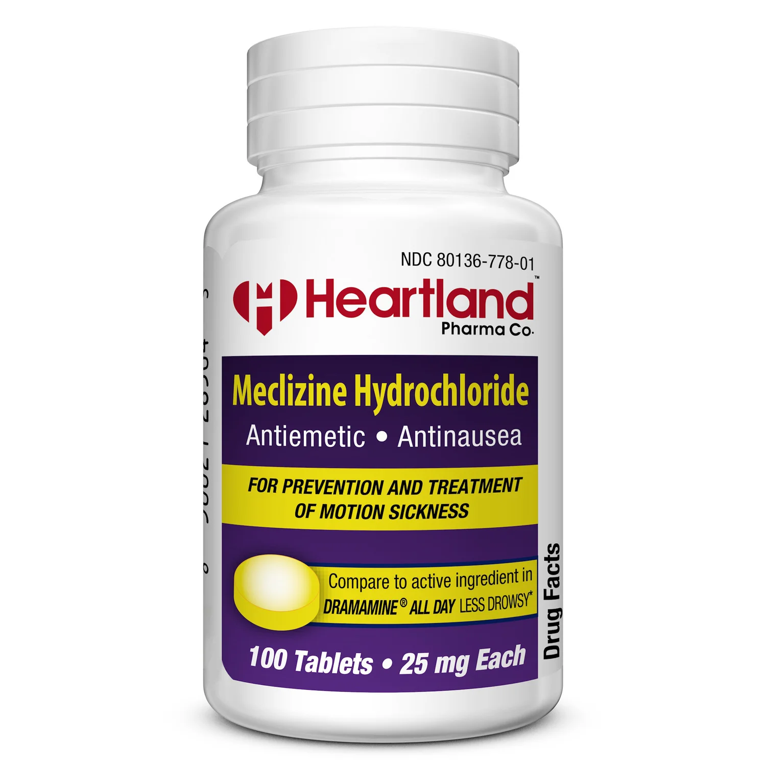 Cheap Generic Meclizine Hydrochloride 25mg Heartland Pharma Co