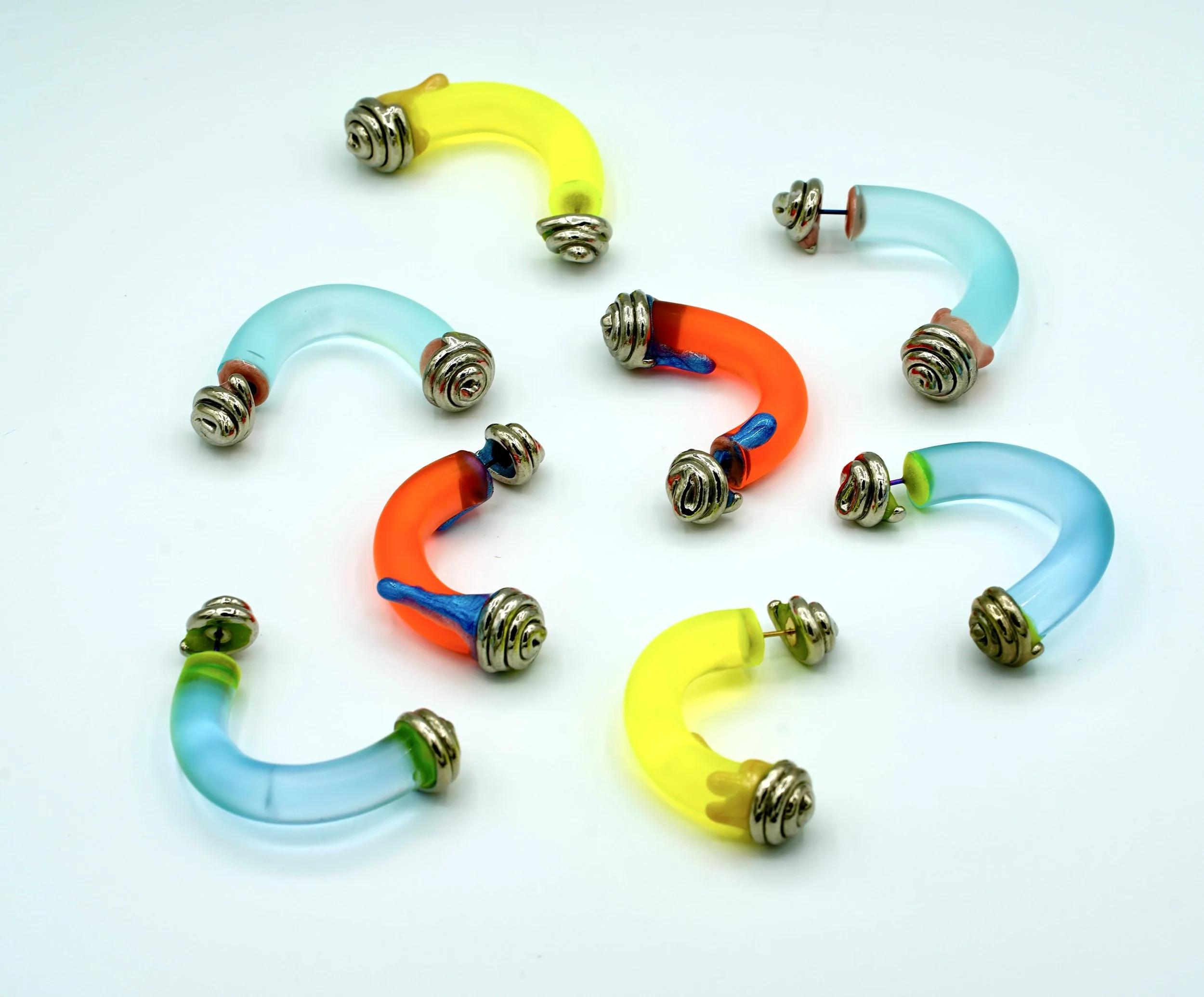 Spiral Wave Collection - Blue Chunky Earrings