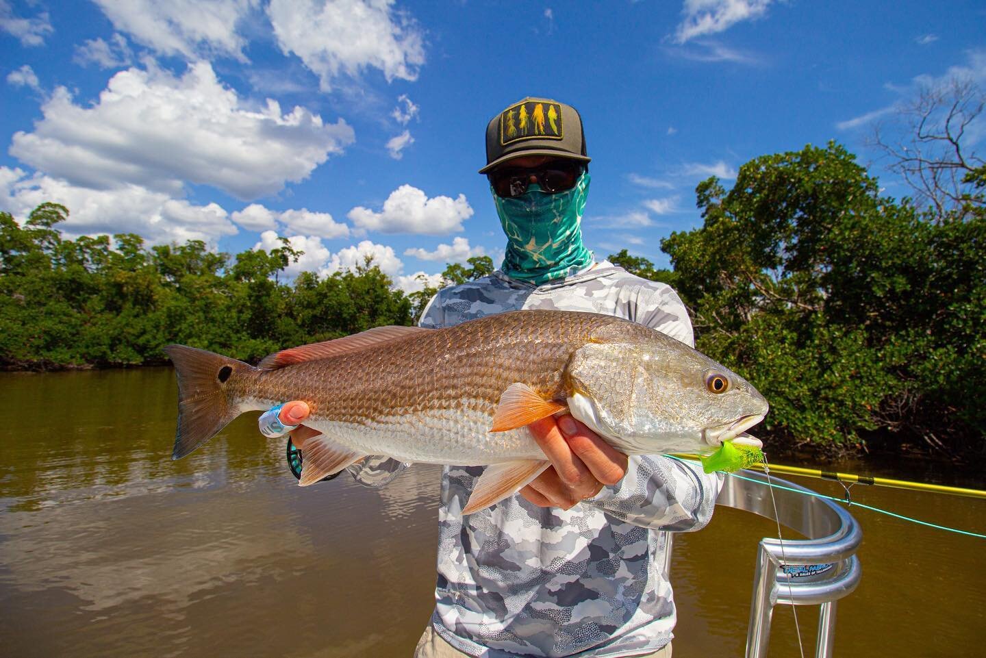 First redfish on fly today for @connorwesterheide followed by his second, third, and fourth to finish the trip!#flyfishingmarcoisland#flyfishing#redfishonfly#hellsbayboatworks#hbbiscayne