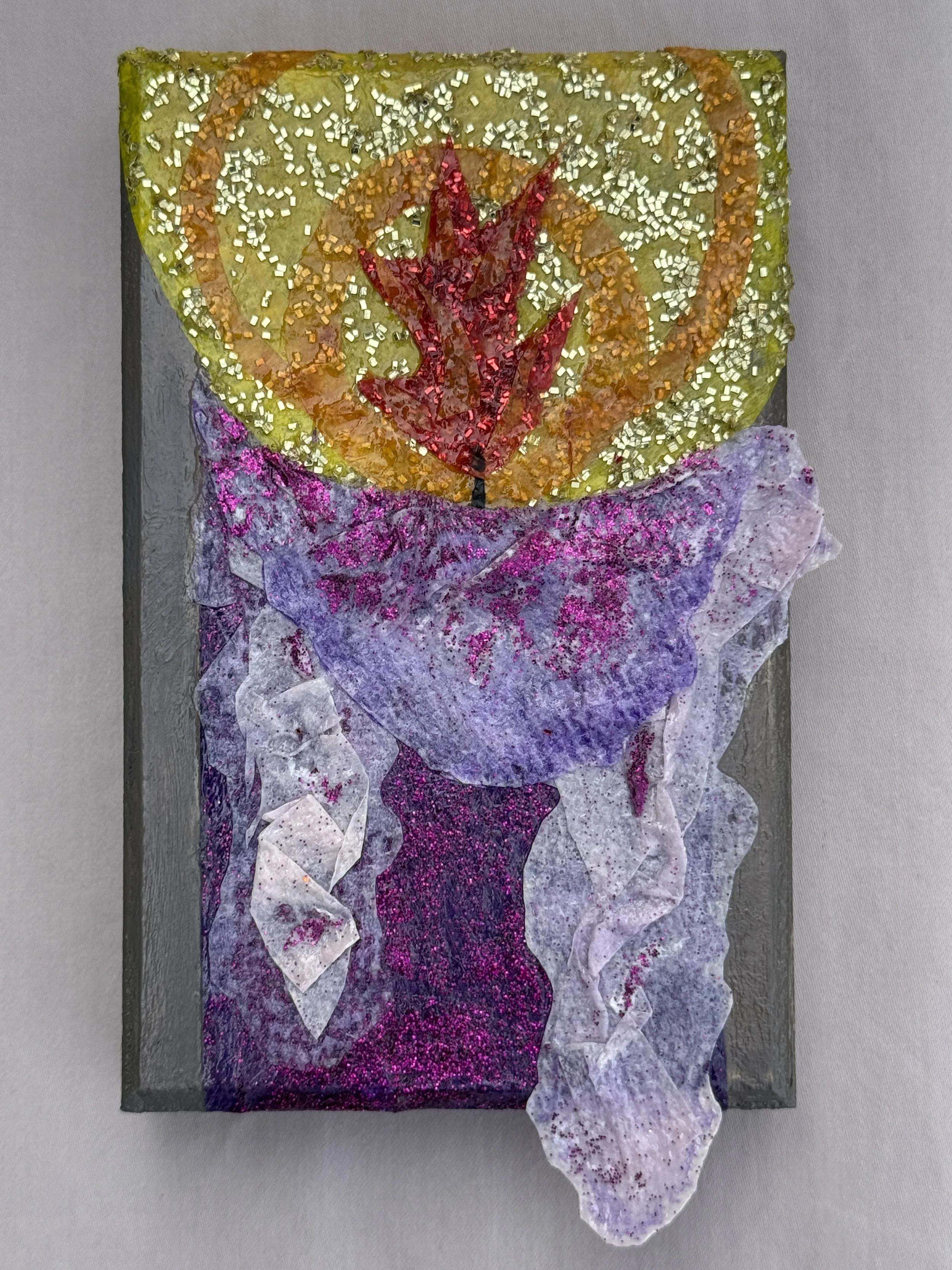 "Darkness Cannot Extinguish The Light" - 5x3" Mixed Media on Wood Panel