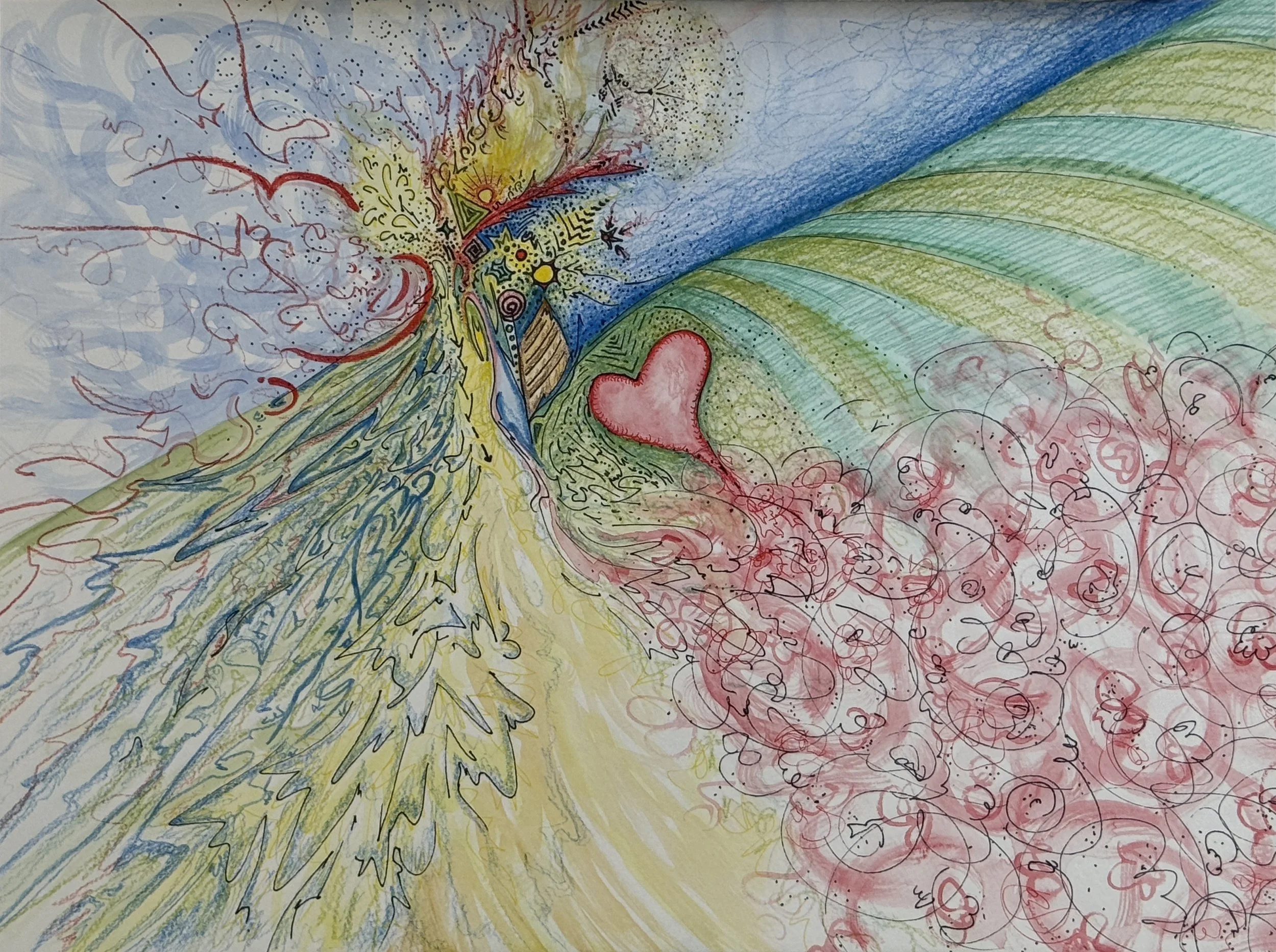 "Further Than My Own Backyard" - 12x16" Mixed Media on Paper