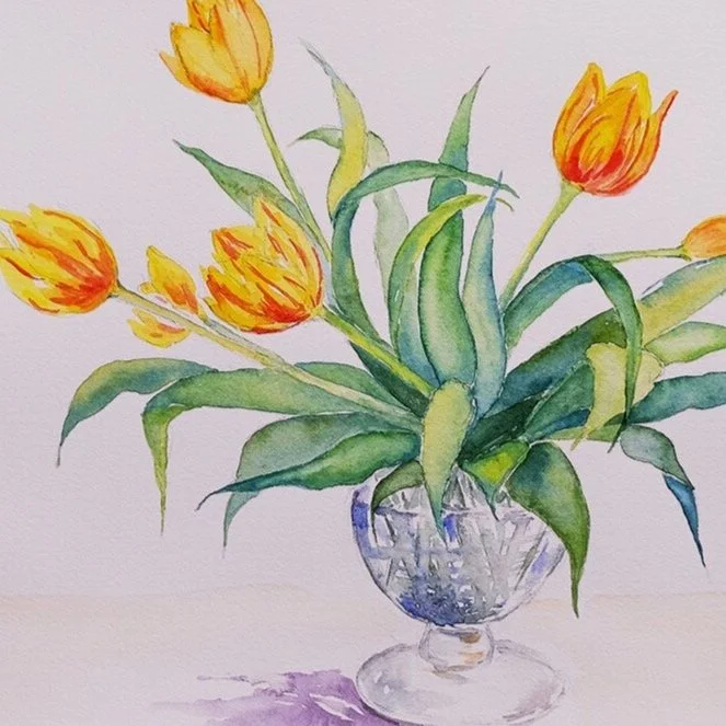 Tulips in a glass vase
