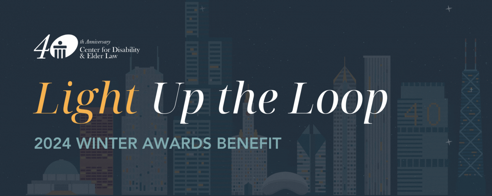 Graphic advertising CDEL's 2024 Light up the Loop Winter Awards Benefit